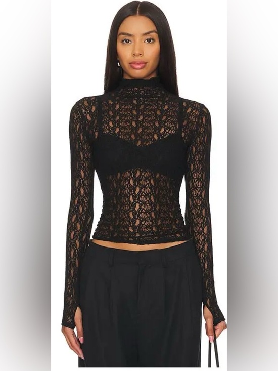 Enza Costa Tops - Enza Costa Lace Black Lace Long-Sleeve Top